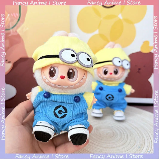Cartoon Labubu Doll Clothes Cute Minions Outfit Mini Plush Doll Clothing Sets Kawaii for  V1 V2 V3 Labubu Doll Accessories Gifts