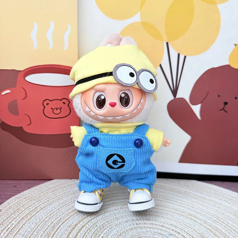 Cartoon Labubu Doll Clothes Cute Minions Outfit Mini Plush Doll Clothing Sets Kawaii for  V1 V2 V3 Labubu Doll Accessories Gifts