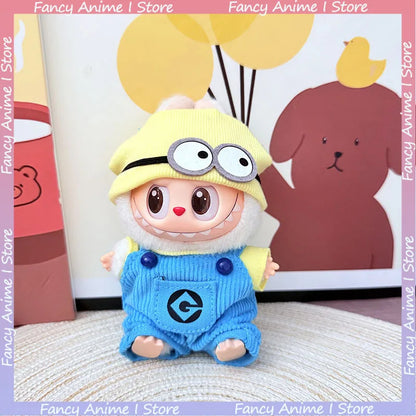 Cartoon Labubu Doll Clothes Cute Minions Outfit Mini Plush Doll Clothing Sets Kawaii for  V1 V2 V3 Labubu Doll Accessories Gifts