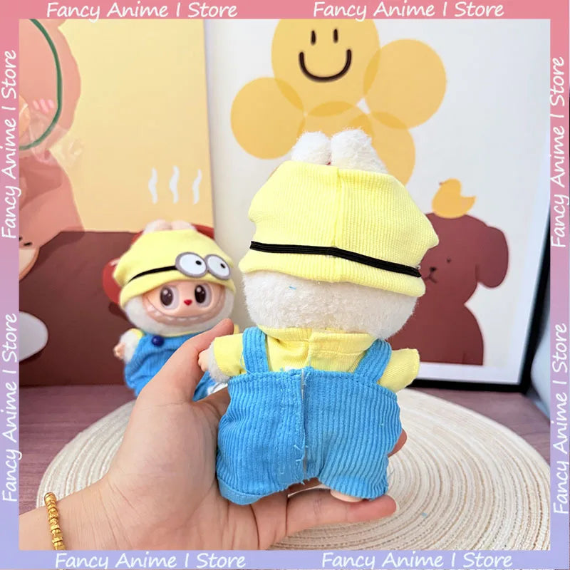 Cartoon Labubu Doll Clothes Cute Minions Outfit Mini Plush Doll Clothing Sets Kawaii for  V1 V2 V3 Labubu Doll Accessories Gifts
