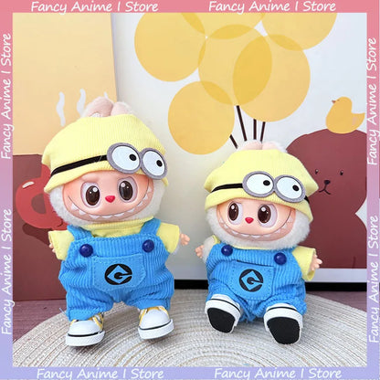 Cartoon Labubu Doll Clothes Cute Minions Outfit Mini Plush Doll Clothing Sets Kawaii for  V1 V2 V3 Labubu Doll Accessories Gifts
