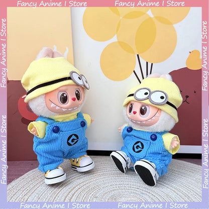 Cartoon Labubu Doll Clothes Cute Minions Outfit Mini Plush Doll Clothing Sets Kawaii for  V1 V2 V3 Labubu Doll Accessories Gifts